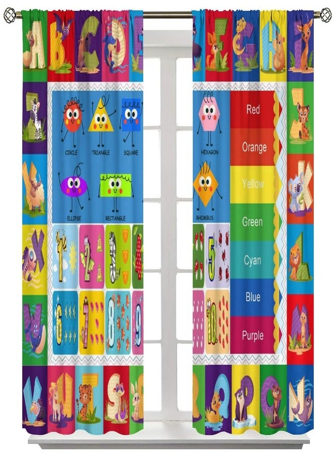 YCness Alphabet ABC Kids Curtains Rod Pocket Colorful Cartoon Animal Learning Window Treatments for Daycare Classroom Educational Nursery Playroom Bedroom Living Room Window Drapes, 42x45 Inch - Image 3